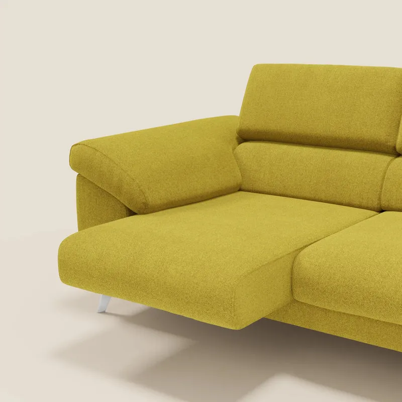 Donatello Canapé avec 3 assises extensibles accoudoirs avec coffre et têtières inclinables en tissu détachable T23 jaune soleil