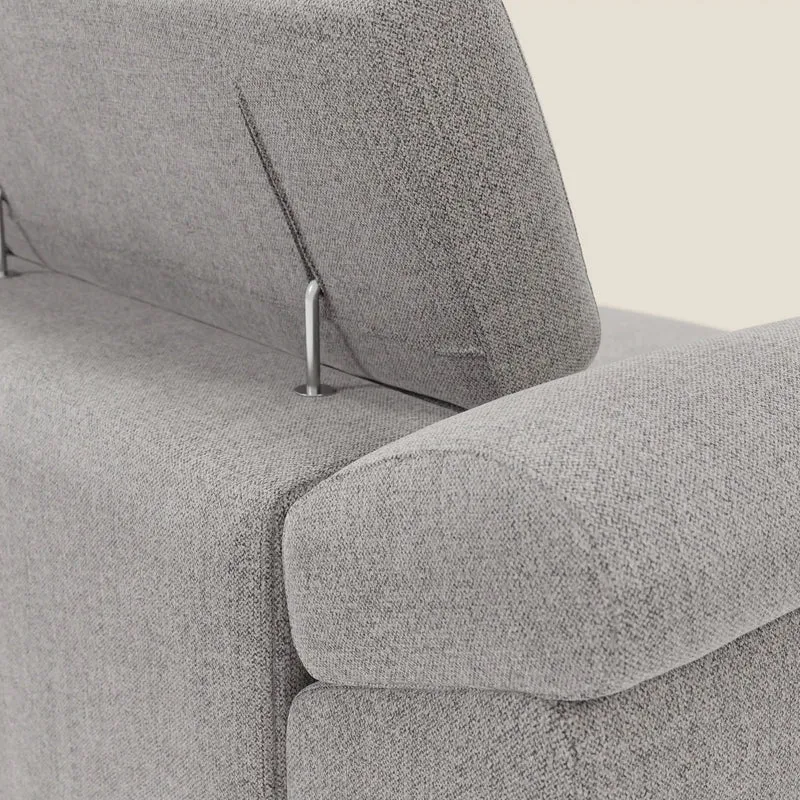 Donatello Canapé avec 3 assises extensibles accoudoirs avec coffre et têtières inclinables en tissu détachable T23 gris