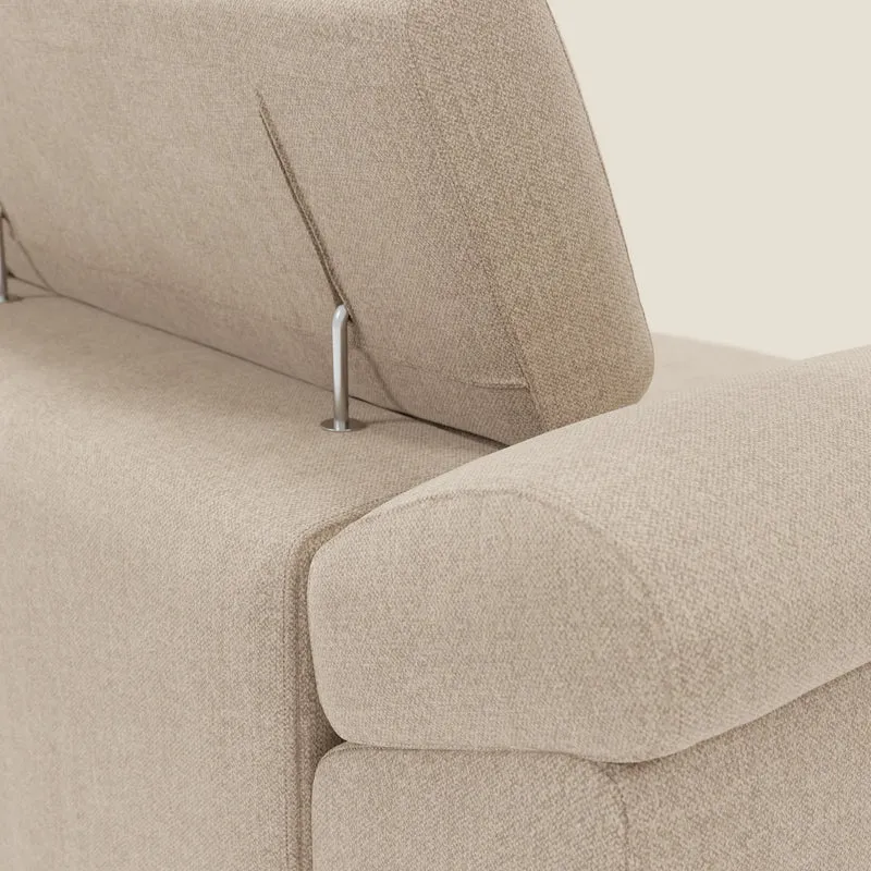 Donatello Canapé avec 3 assises extensibles accoudoirs avec coffre et têtières inclinables en tissu détachable T23 beige