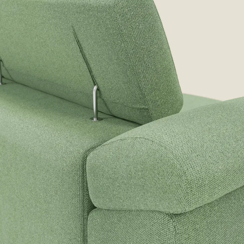 Donatello Canapé avec 3 assises extensibles accoudoirs avec coffre et têtières inclinables en tissu détachable T23 vert menthe