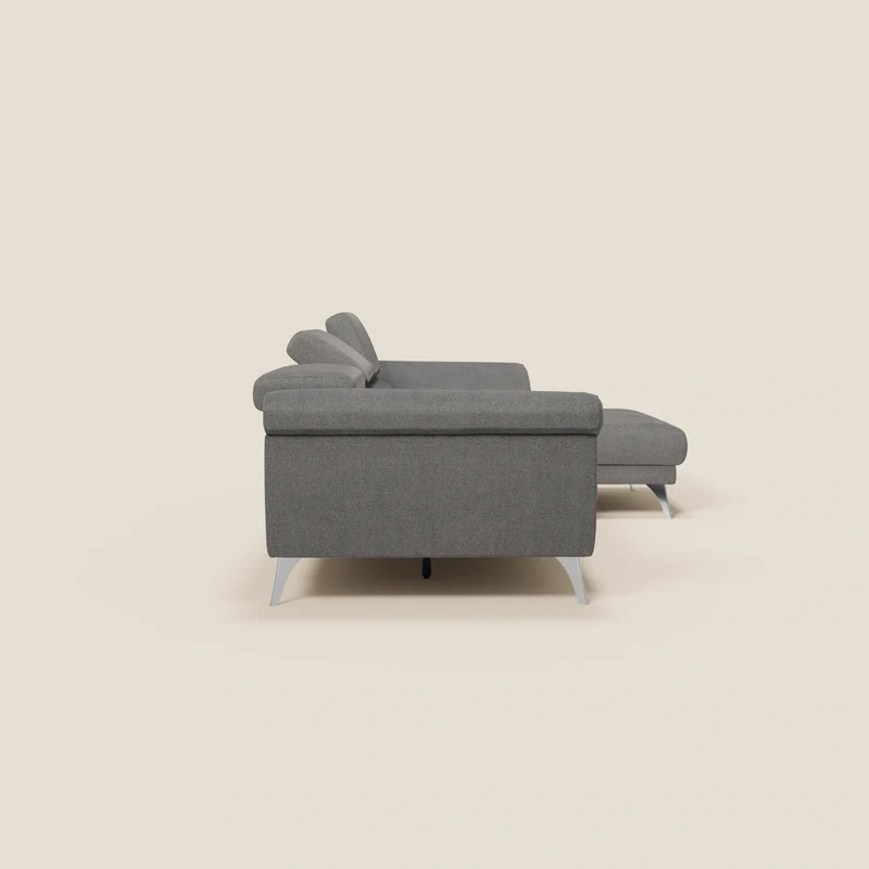 Donatello Canapé d'angle avec assises extensibles accoudoirs avec coffre et têtières en tissu détachable T23 anthracite