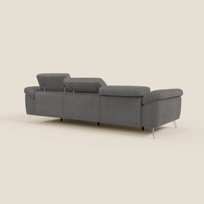 Donatello Canapé d'angle avec assises extensibles accoudoirs avec coffre et têtières en tissu détachable T23 anthracite
