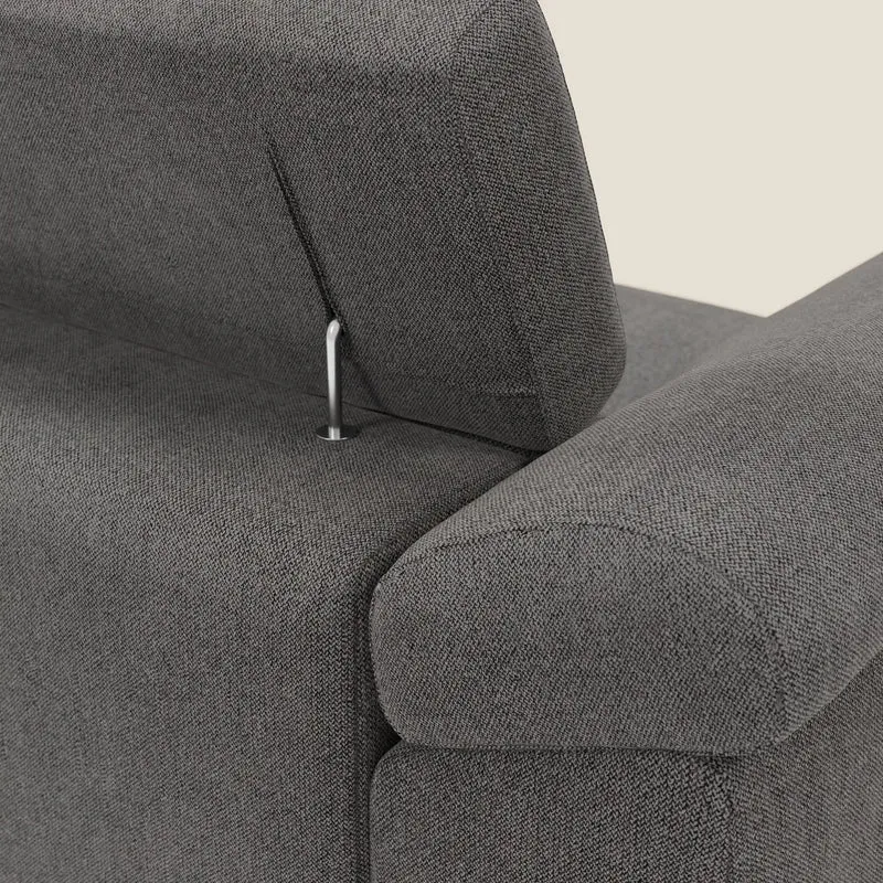 Donatello Canapé d'angle avec assises extensibles accoudoirs avec coffre et têtières en tissu détachable T23 anthracite