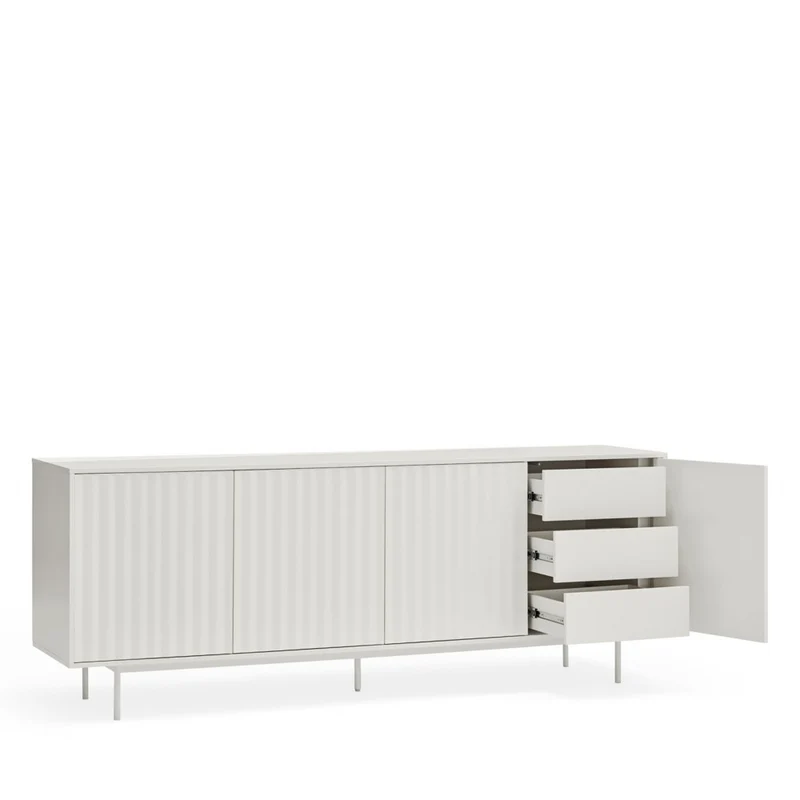 Buffet DRAWER Sierra 4 portes 3 tiroirs en bois blanc L211cm