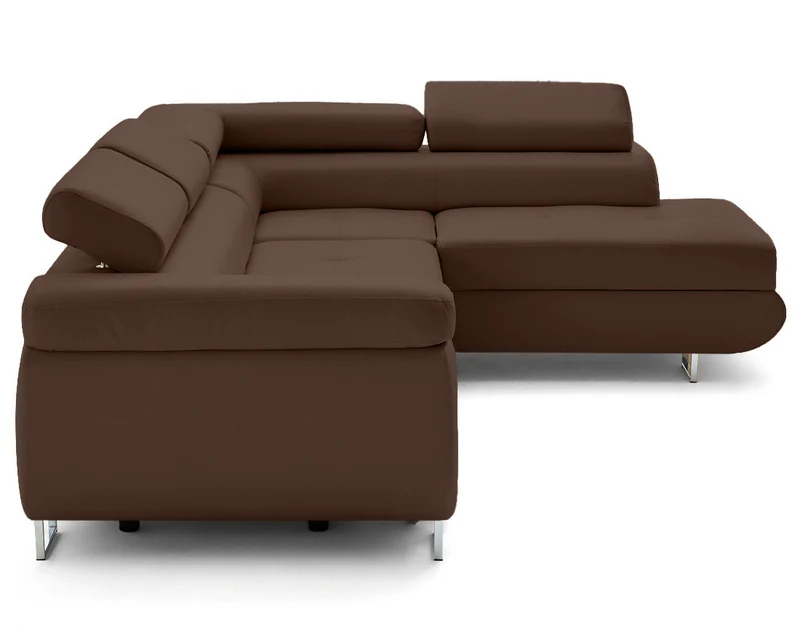 Canapé d'angle droit convertible BEST MOBILIER Zaria 5 places avec coffre et têtières en simili marron