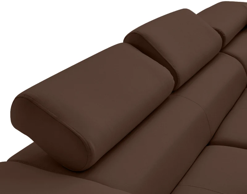 Canapé d'angle droit convertible BEST MOBILIER Zaria 5 places avec coffre et têtières en simili marron