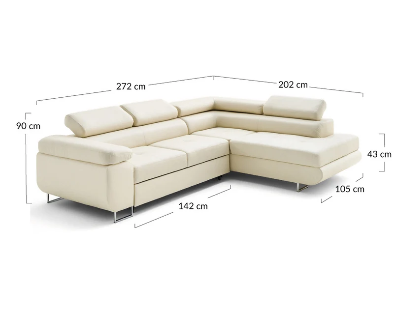 Canapé d'angle droit convertible BEST MOBILIER Zaria 5 places avec coffre et têtières en simili marron