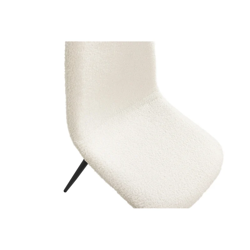 Lot de 4 chaises Sofia en bouclette Blanche et pieds métal Noirs