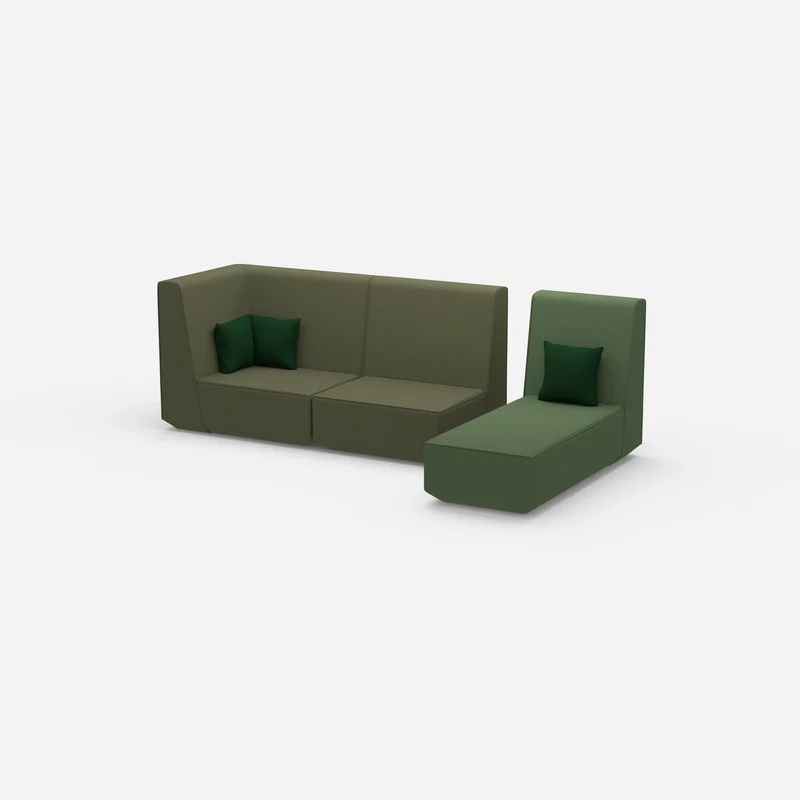 Modulares 2er Sofa mit Recamiere