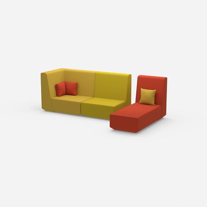 Modulares 2er Sofa mit Recamiere