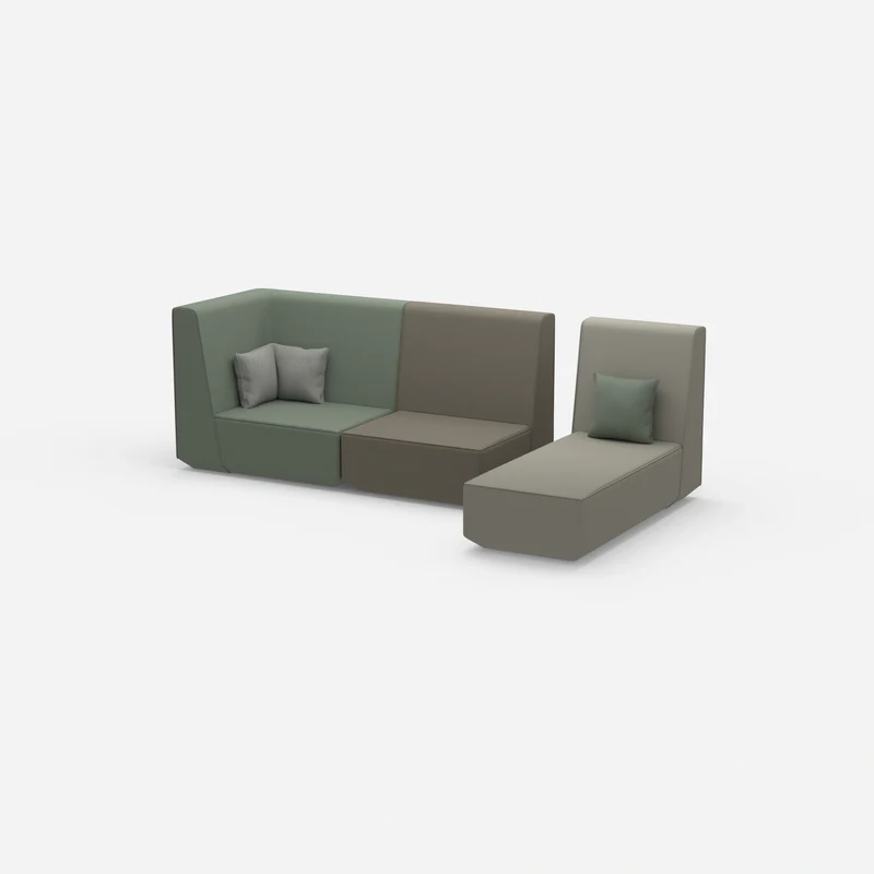 Modulares 2er Sofa mit Recamiere
