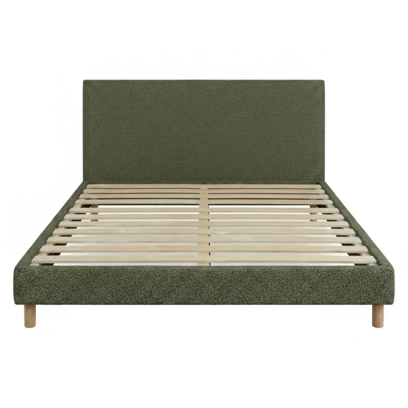 Lit avec tête de lit LOFT tissu Bouclette