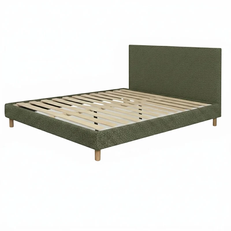 Lit avec tête de lit LOFT tissu Bouclette