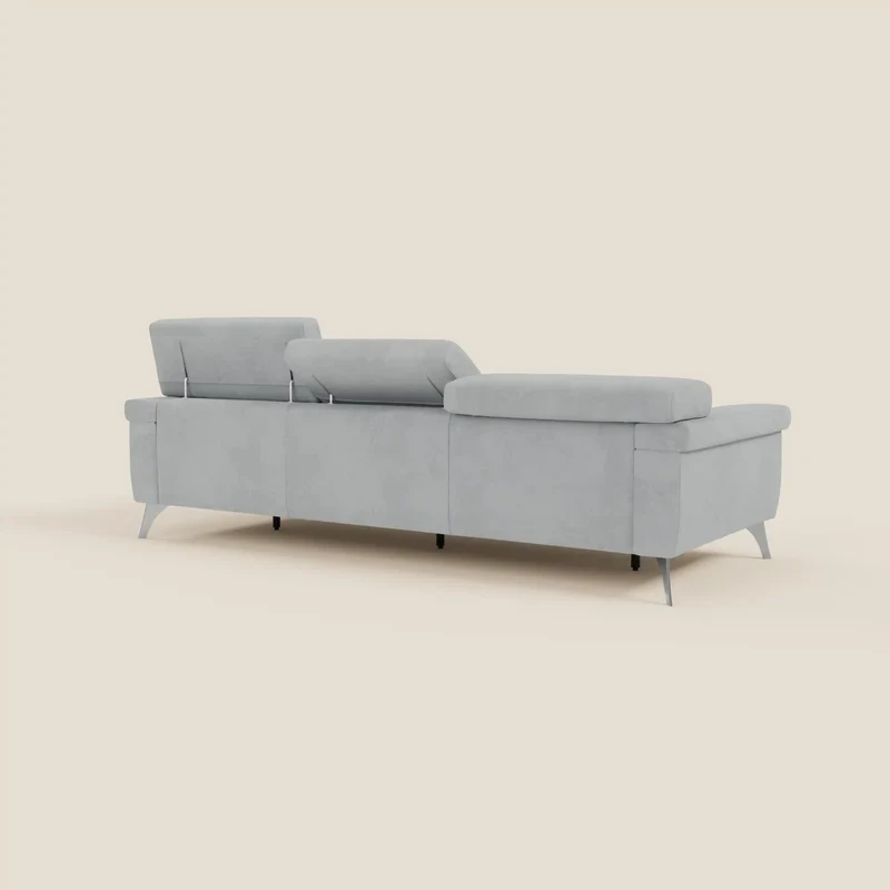 Raffaello Canapé avec 3 assises coulissantes et têtières inclinables en microfibre détachable T11 gris clair