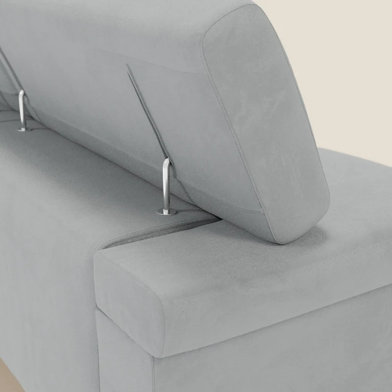 Raffaello Canapé avec 3 assises coulissantes et têtières inclinables en microfibre détachable T11 gris clair