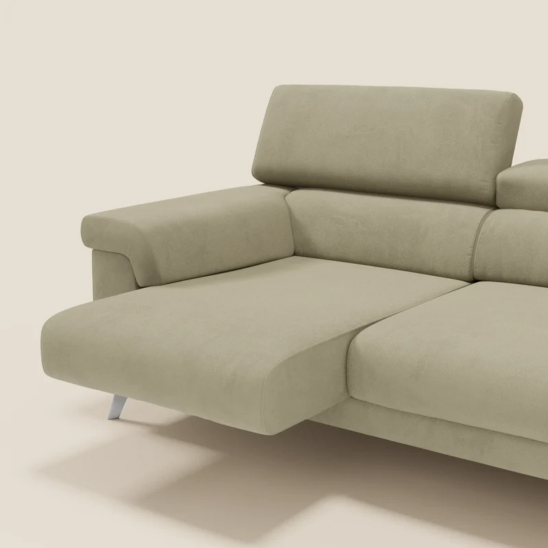 Raffaello Canapé avec 3 assises coulissantes et têtières inclinables en microfibre détachable T11 beige