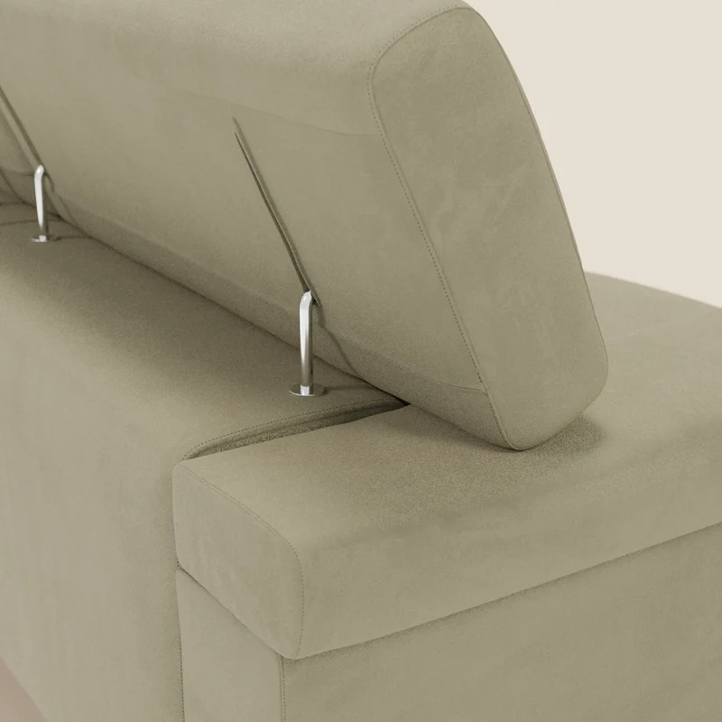 Raffaello Canapé avec 3 assises coulissantes et têtières inclinables en microfibre détachable T11 beige