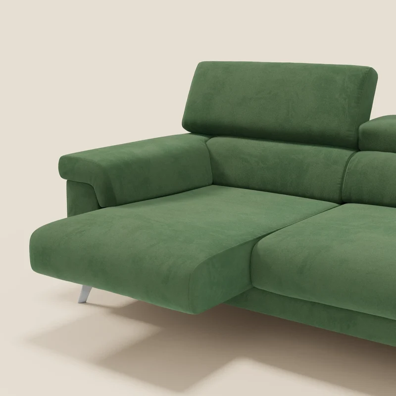 Raffaello Canapé avec 3 assises coulissantes et têtières inclinables en microfibre détachable T11 vert