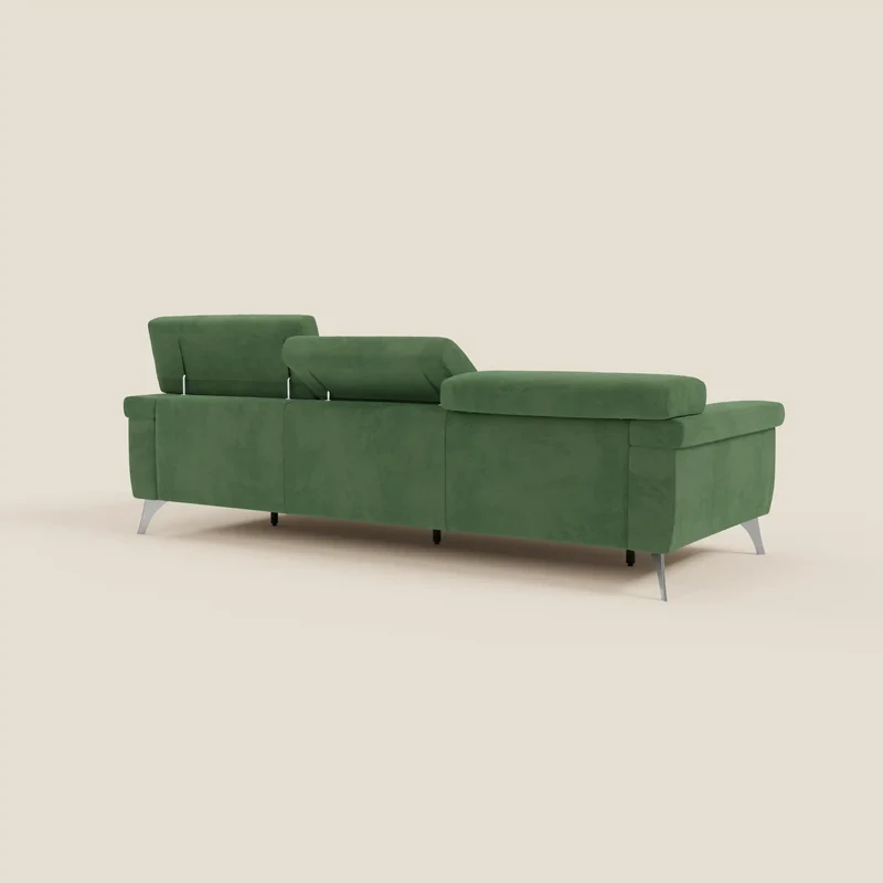Raffaello Canapé avec 3 assises coulissantes et têtières inclinables en microfibre détachable T11 vert
