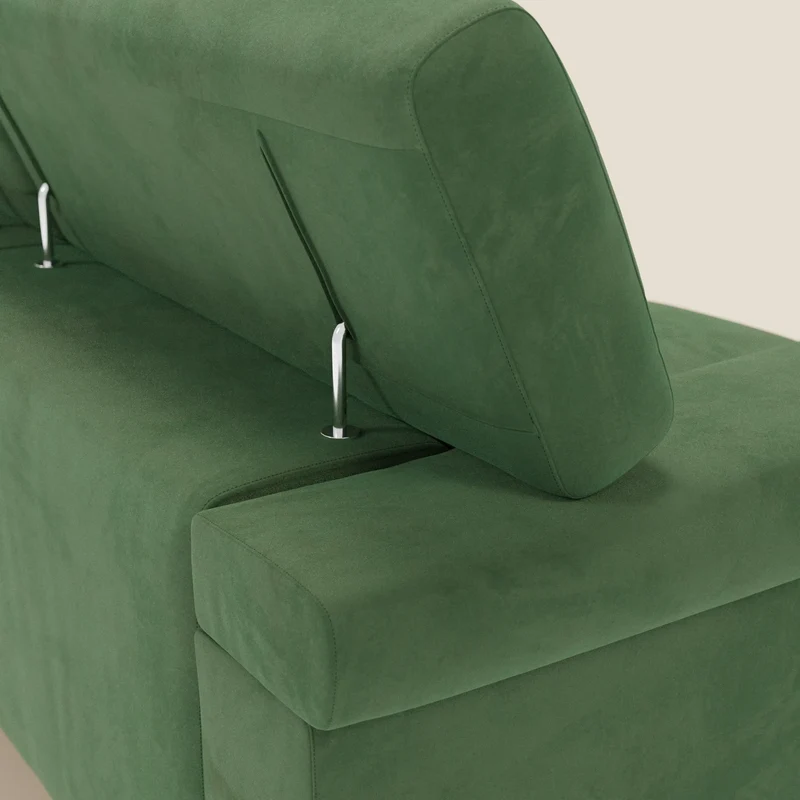 Raffaello Canapé avec 3 assises coulissantes et têtières inclinables en microfibre détachable T11 vert
