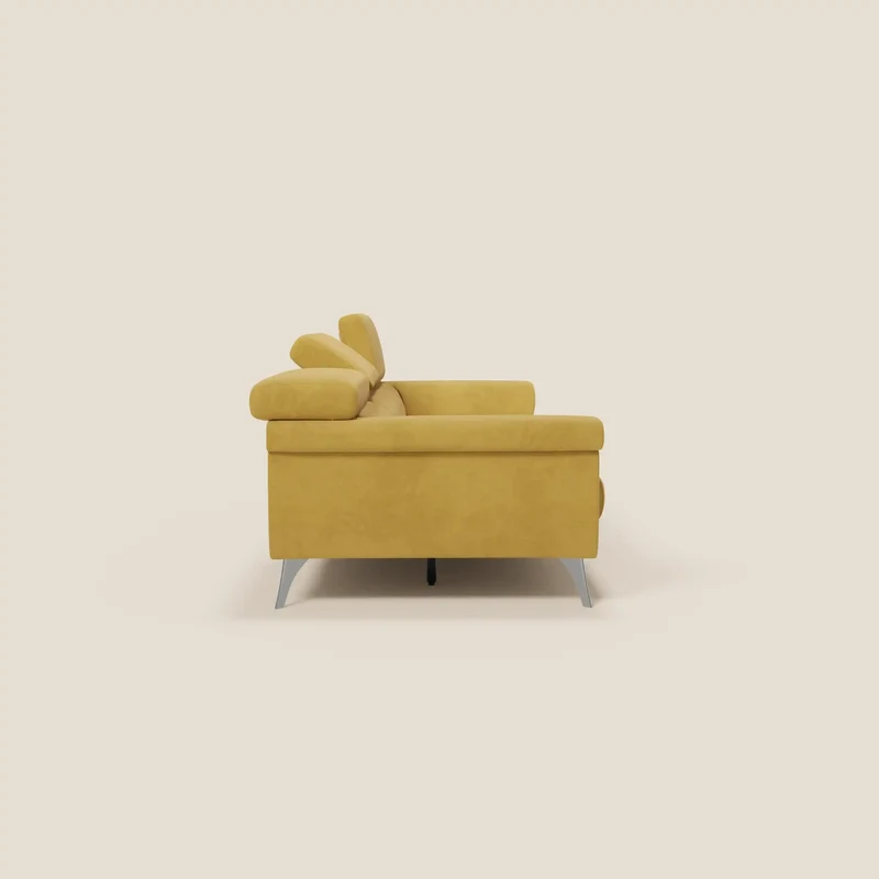 Raffaello Canapé avec 3 assises coulissantes et têtières inclinables en microfibre détachable T11 jaune