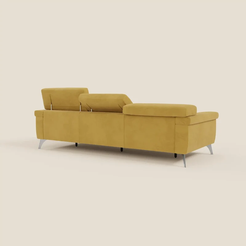 Raffaello Canapé avec 3 assises coulissantes et têtières inclinables en microfibre détachable T11 jaune