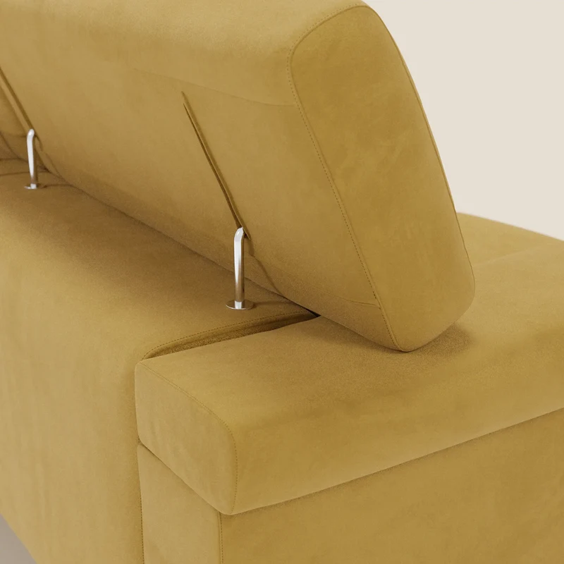 Raffaello Canapé avec 3 assises coulissantes et têtières inclinables en microfibre détachable T11 jaune