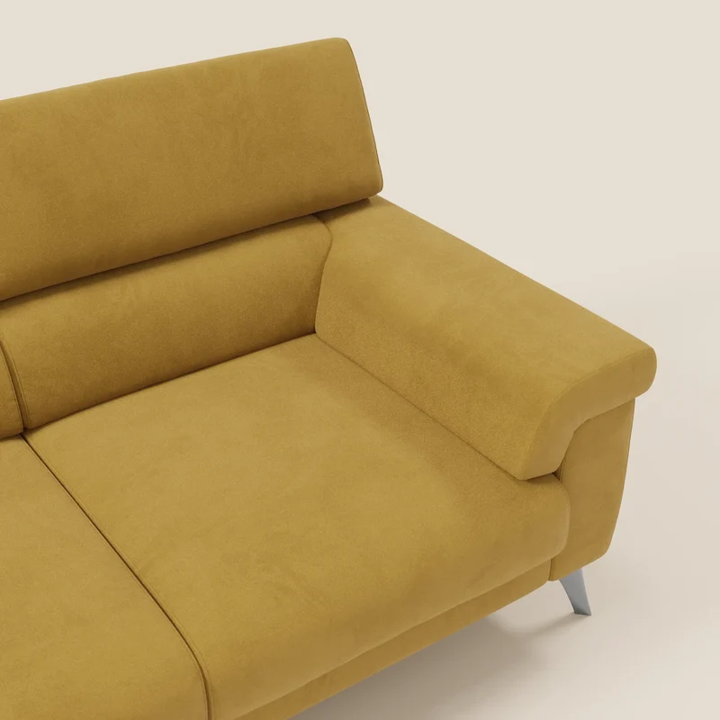 Raffaello Canapé avec 3 assises coulissantes et têtières inclinables en microfibre détachable T11 jaune