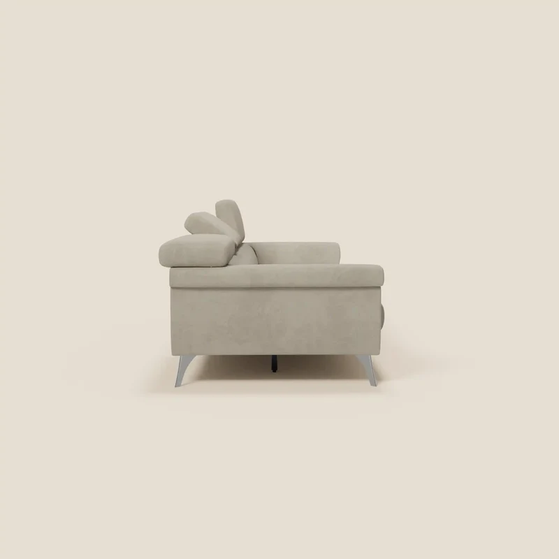Raffaello Canapé avec 3 assises coulissantes et têtières inclinables en microfibre détachable T11 taupe
