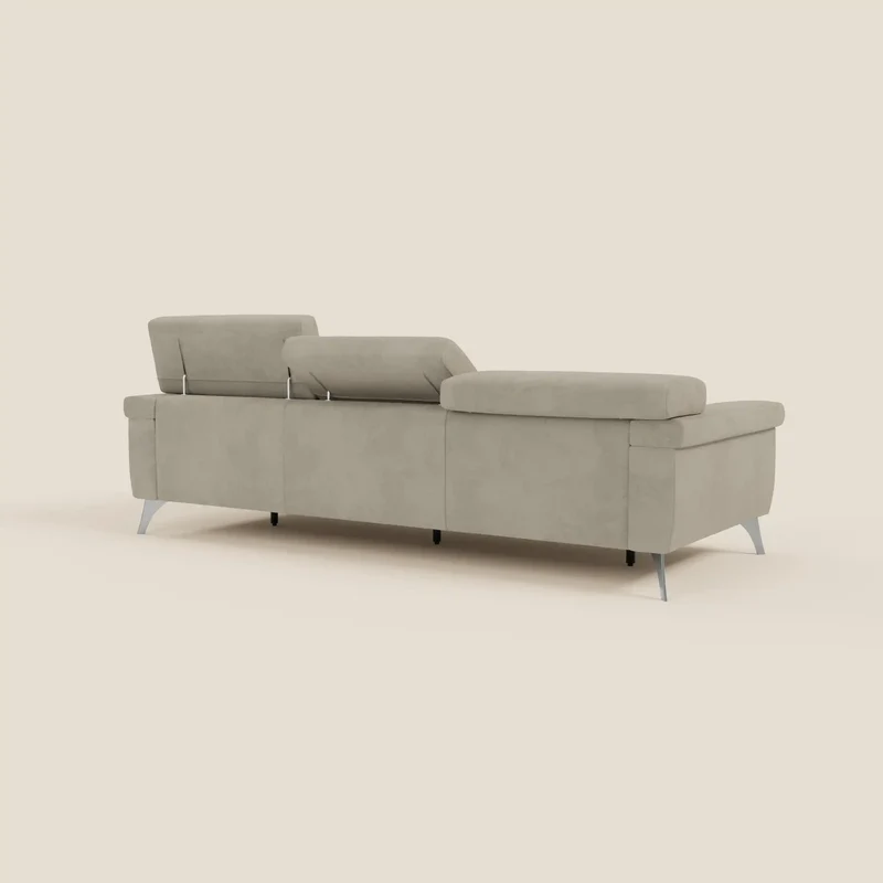 Raffaello Canapé avec 3 assises coulissantes et têtières inclinables en microfibre détachable T11 taupe