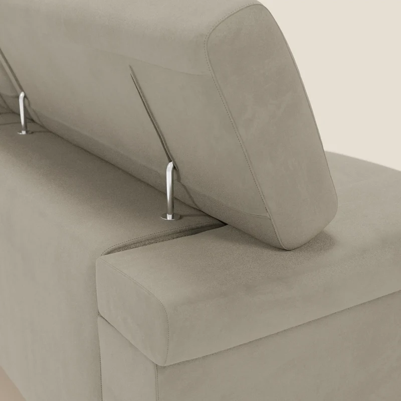 Raffaello Canapé avec 3 assises coulissantes et têtières inclinables en microfibre détachable T11 taupe