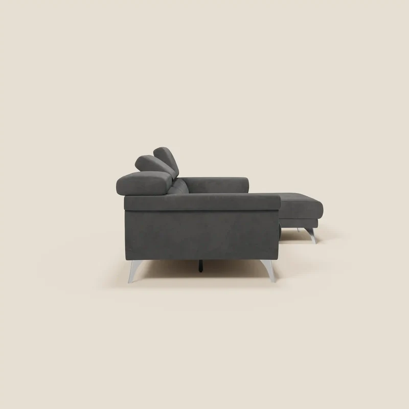 Raffaello Canapé d'angle avec assises coulissantes et têtières en microfibre détachable T11 noir