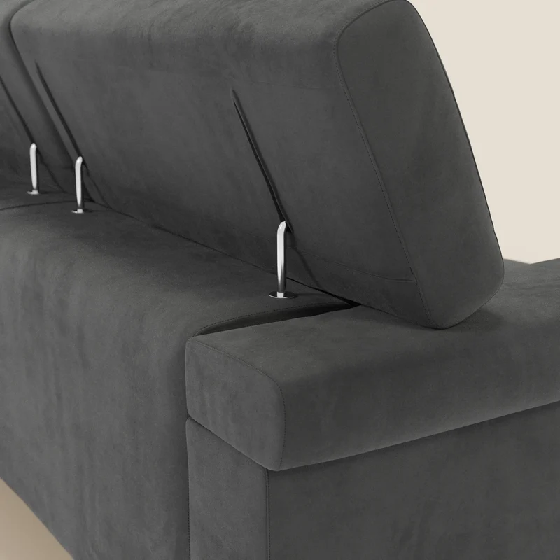 Raffaello Canapé d'angle avec assises coulissantes et têtières en microfibre détachable T11 noir