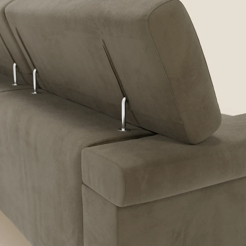 Raffaello Canapé d'angle avec assises coulissantes et têtières en microfibre détachable T11 marron