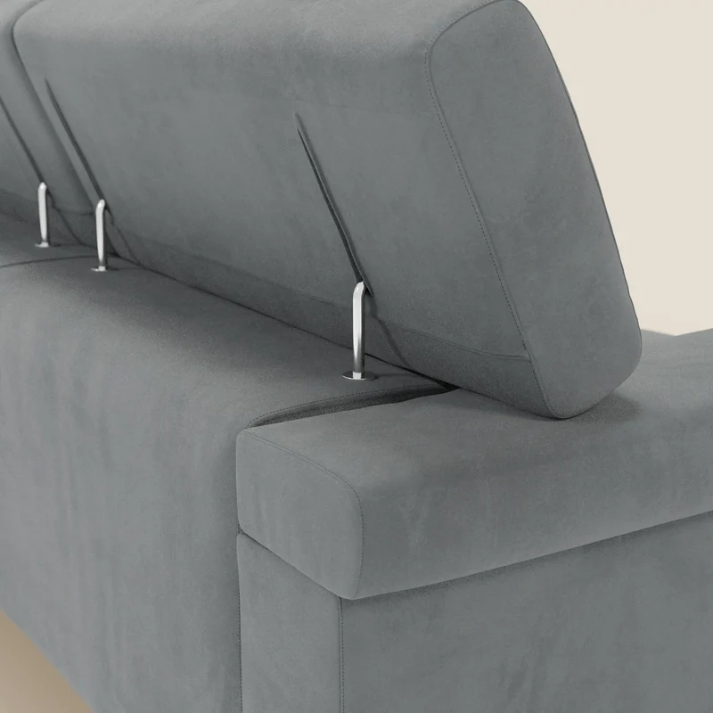 Raffaello Canapé d'angle avec assises coulissantes et têtières en microfibre détachable T11 gris
