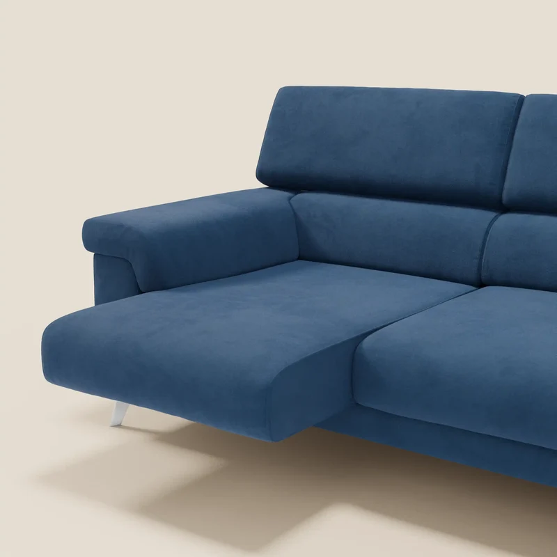 Raffaello Canapé d'angle avec assises coulissantes et têtières en microfibre détachable T11 bleu