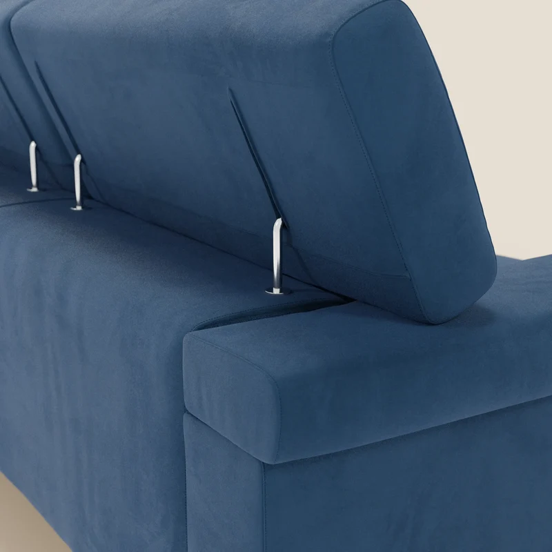 Raffaello Canapé d'angle avec assises coulissantes et têtières en microfibre détachable T11 bleu