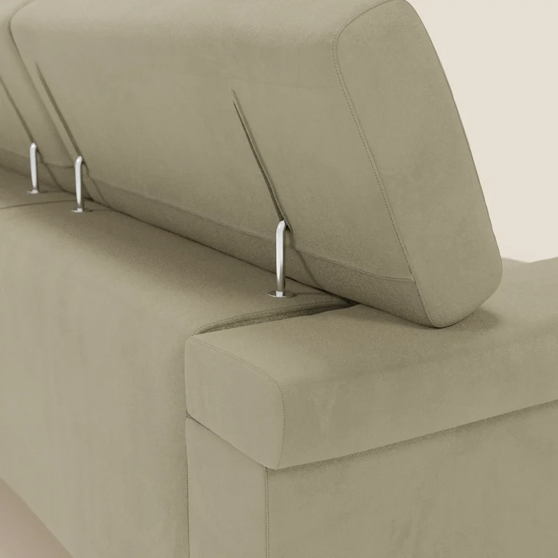 Raffaello Canapé d'angle avec assises coulissantes et têtières en microfibre détachable T11 beige