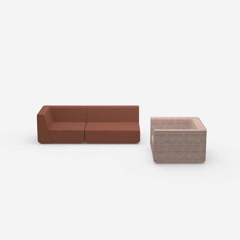 Dreier Sofa mit Sessel