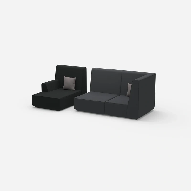 2 Sitzer mit Ottomane mit hoher Rückenlehne