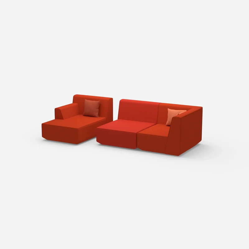 Modulares Sofa für 2 mit Ottomane
