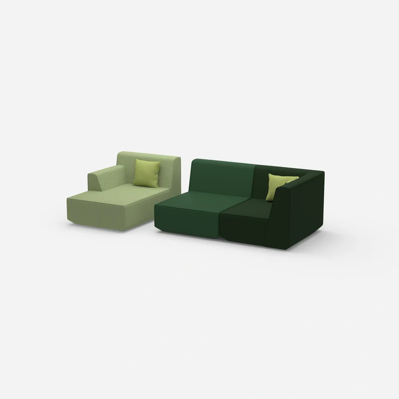 Modulares Sofa für 2 mit Ottomane