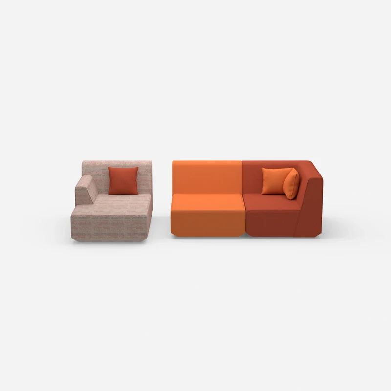 Modulares Sofa für 2 mit Ottomane