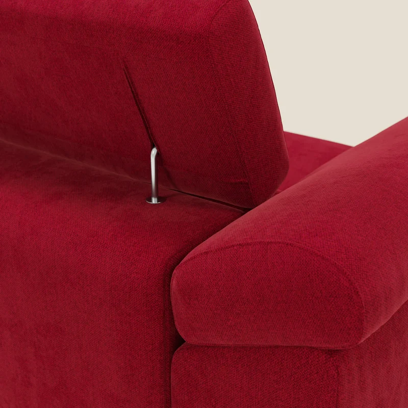 Donatello Canapé d'angle avec assises extensibles accoudoirs avec coffre et têtières en tissu détachable T23 bordeaux