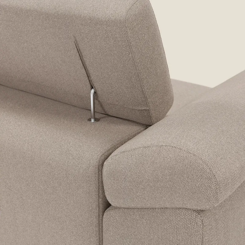 Donatello Canapé d'angle avec assises extensibles accoudoirs avec coffre et têtières en tissu détachable T23 tortora