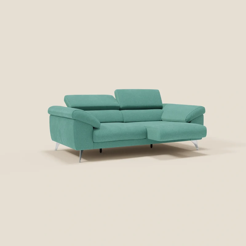 Donatello Canapé avec assises extensibles accoudoirs avec coffre et têtières inclinables en tissu détachable T23 vert aquamarine