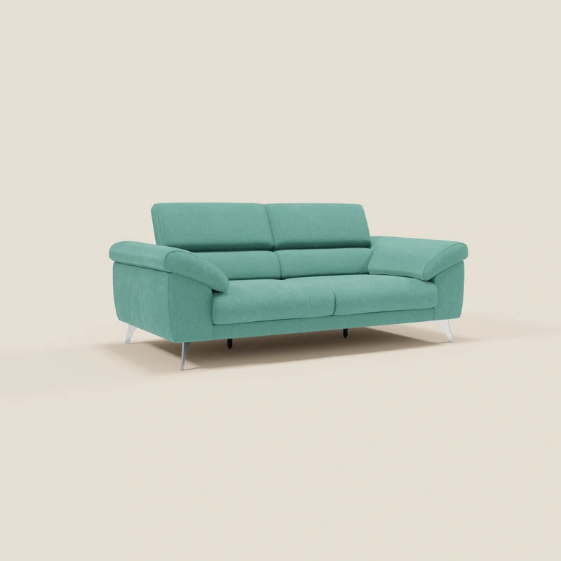 Donatello Canapé avec assises extensibles accoudoirs avec coffre et têtières inclinables en tissu détachable T23 vert aquamarine