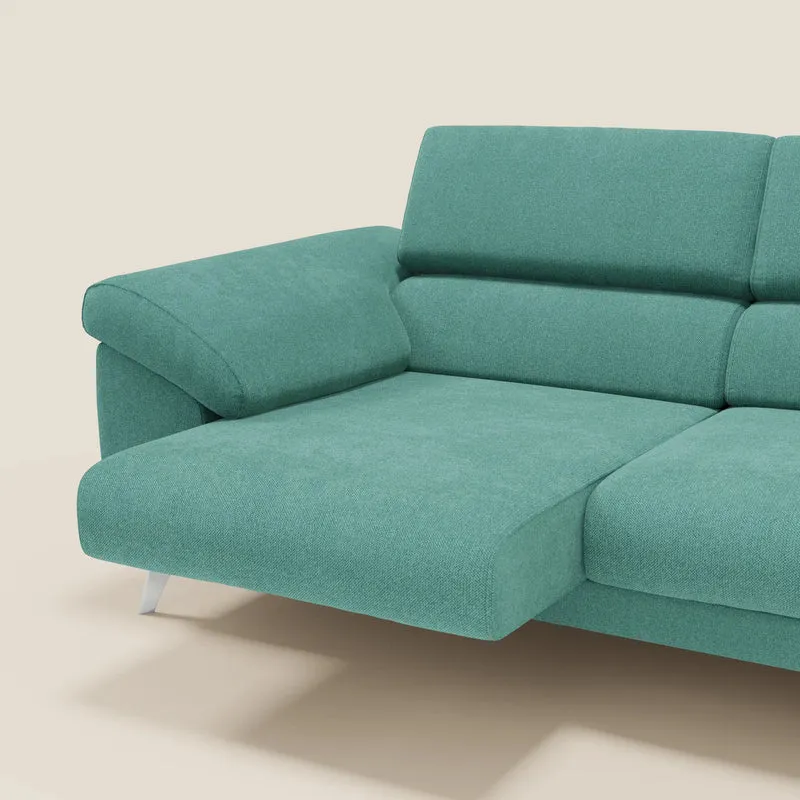 Donatello Canapé avec assises extensibles accoudoirs avec coffre et têtières inclinables en tissu détachable T23 vert aquamarine