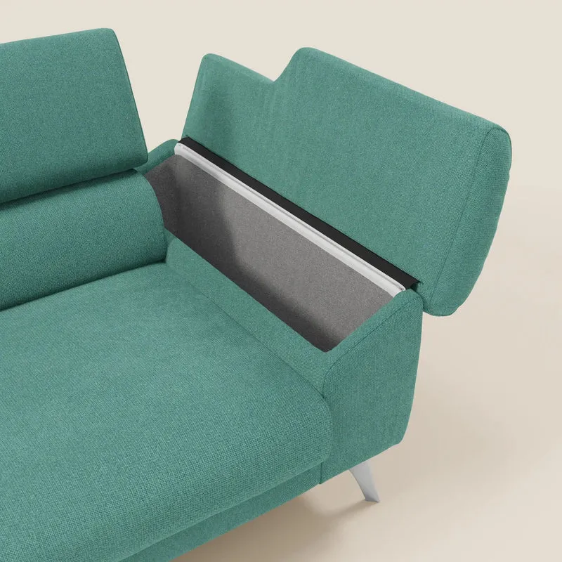 Donatello Canapé avec assises extensibles accoudoirs avec coffre et têtières inclinables en tissu détachable T23 vert aquamarine
