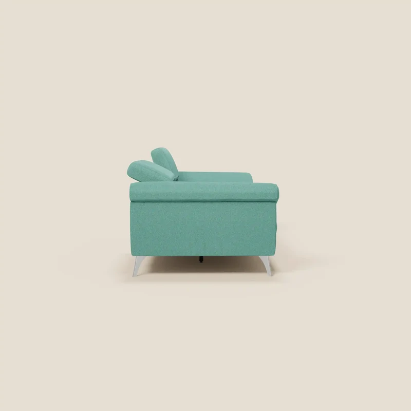 Donatello Canapé avec assises extensibles accoudoirs avec coffre et têtières inclinables en tissu détachable T23 vert aquamarine